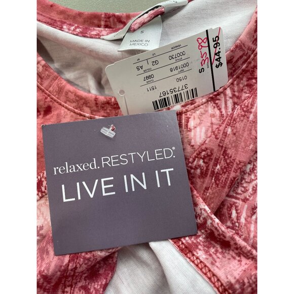 Christopher and Banks Top Size Small Floral Crewneck Short Sleeve Red Boho NEW - Picture 4 of 9